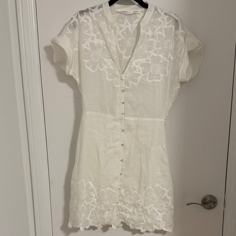 Veronica Beard Cream Button-Down Dress